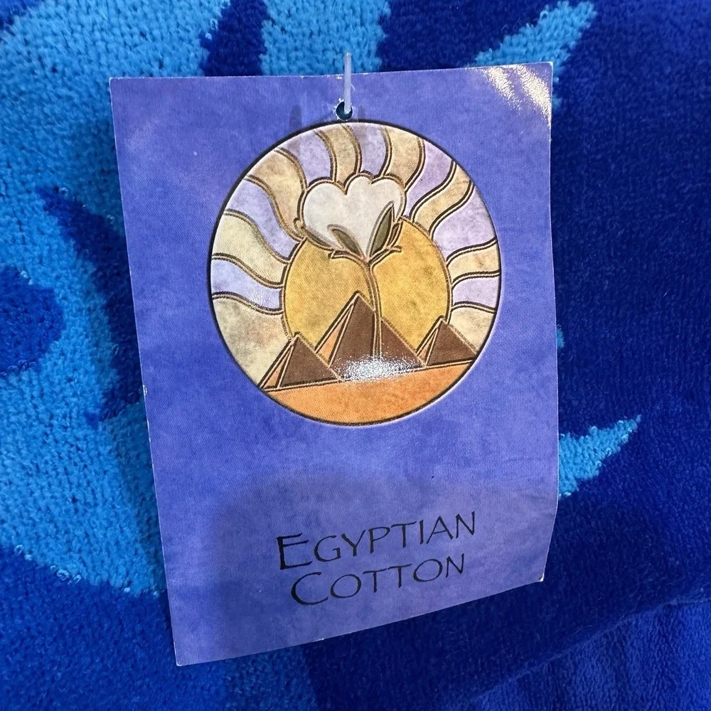 Franco Egyptian Cotton Beach Towel NWT Blue Fish Oversized 72‎ x 39